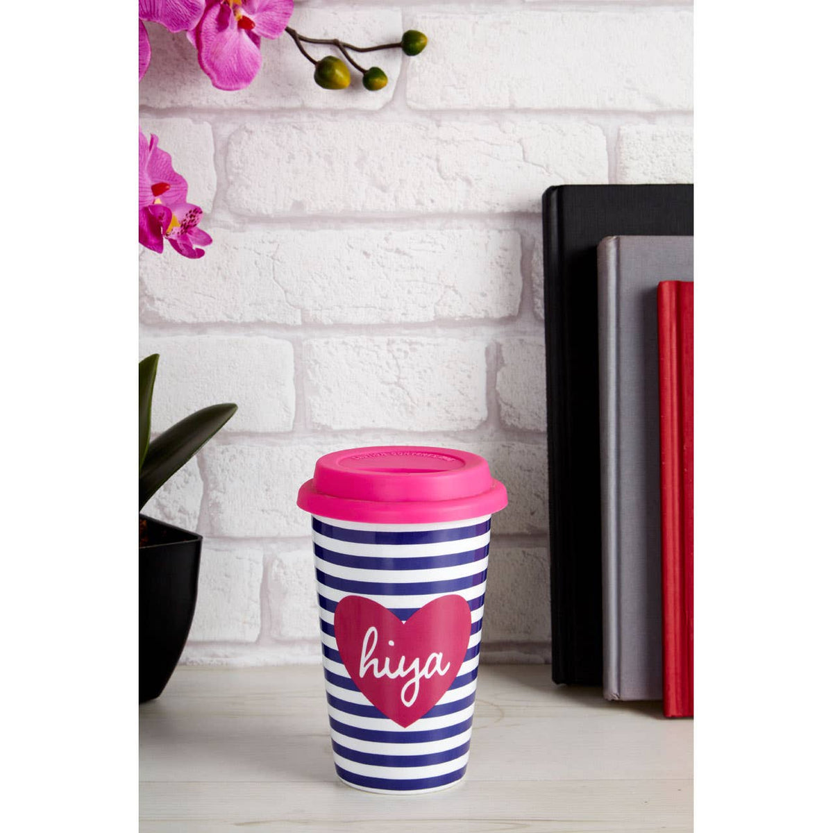 Taza Hiya Ceramic Reusable Mug with Silicone Lid