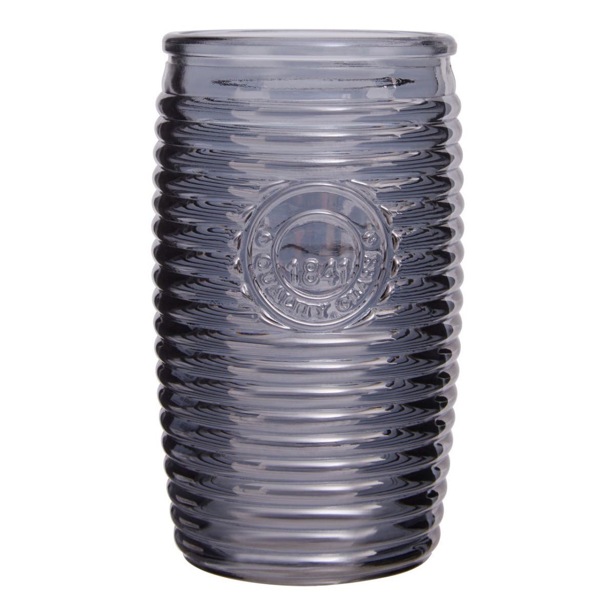 Dayla Set Of Four Grey Ribbed Glass Tumblers