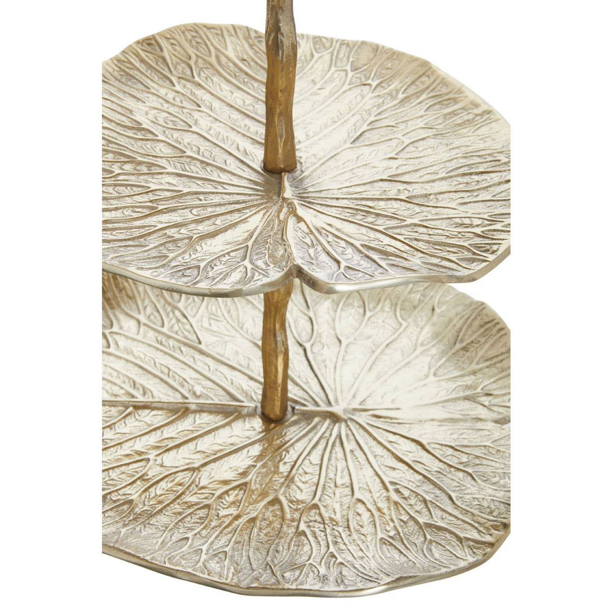 Salma Three Tier Lotus Leaf Golden Cake Stand
