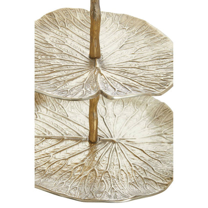 Salma Three Tier Lotus Leaf Golden Cake Stand