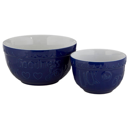Gigi Set Of Two Blue And White Mixing Bowls