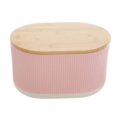 Geome Pink Bread Bin in Stoneware