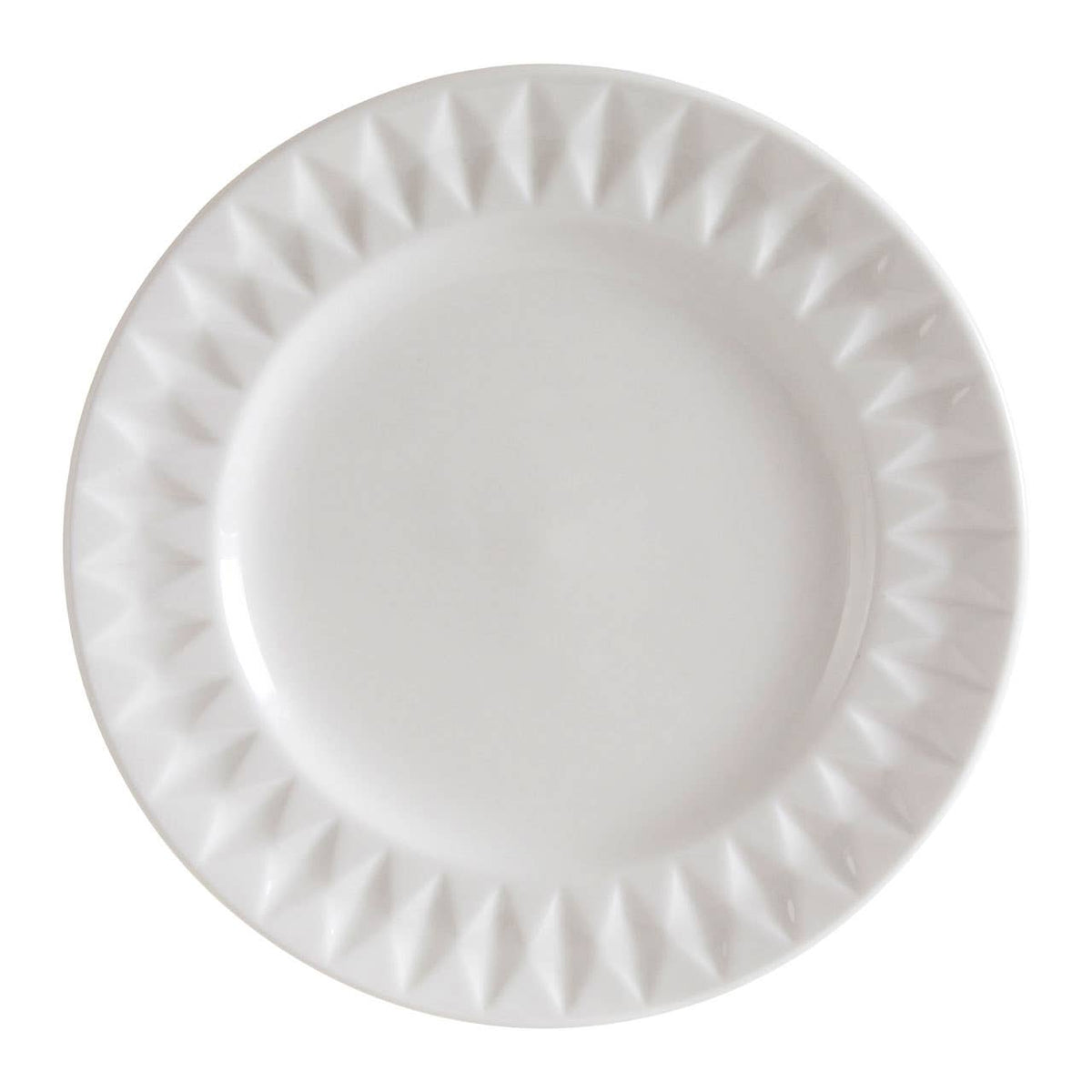 Avie 16 Piece White Embossed Dinner Set.
