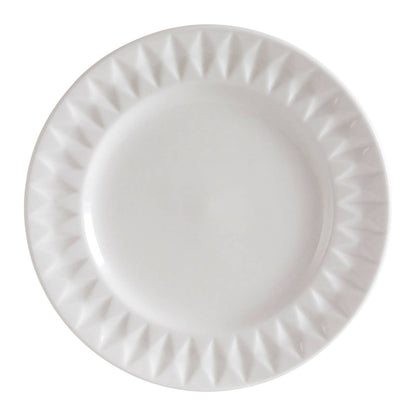 Avie 16 Piece White Embossed Dinner Set.