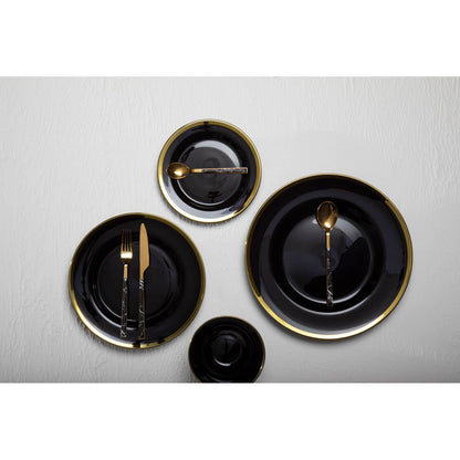 Ida Black Glass Charger Plate with Gold Rim