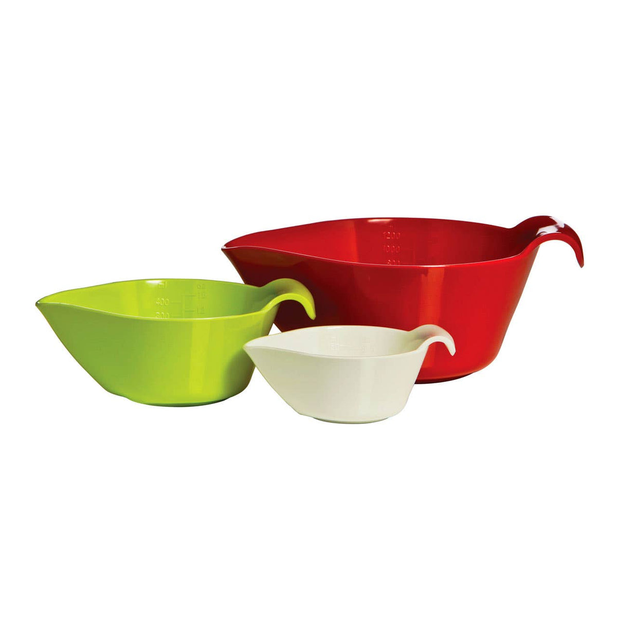 Set of 3 Assorted Coloured Melamine Measuring Bowls