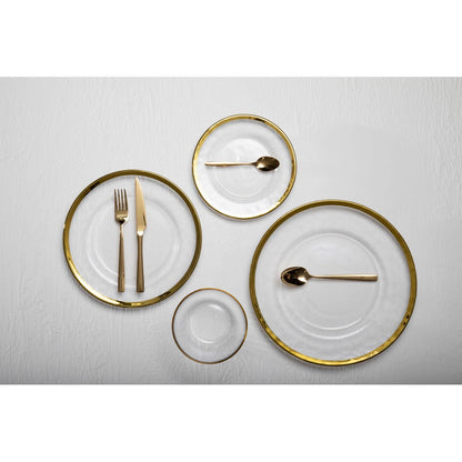 Ida Textured Glass Dinner Plate With Gold Rim