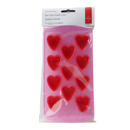 11 Heart Shapes Ice Cube Red Tray