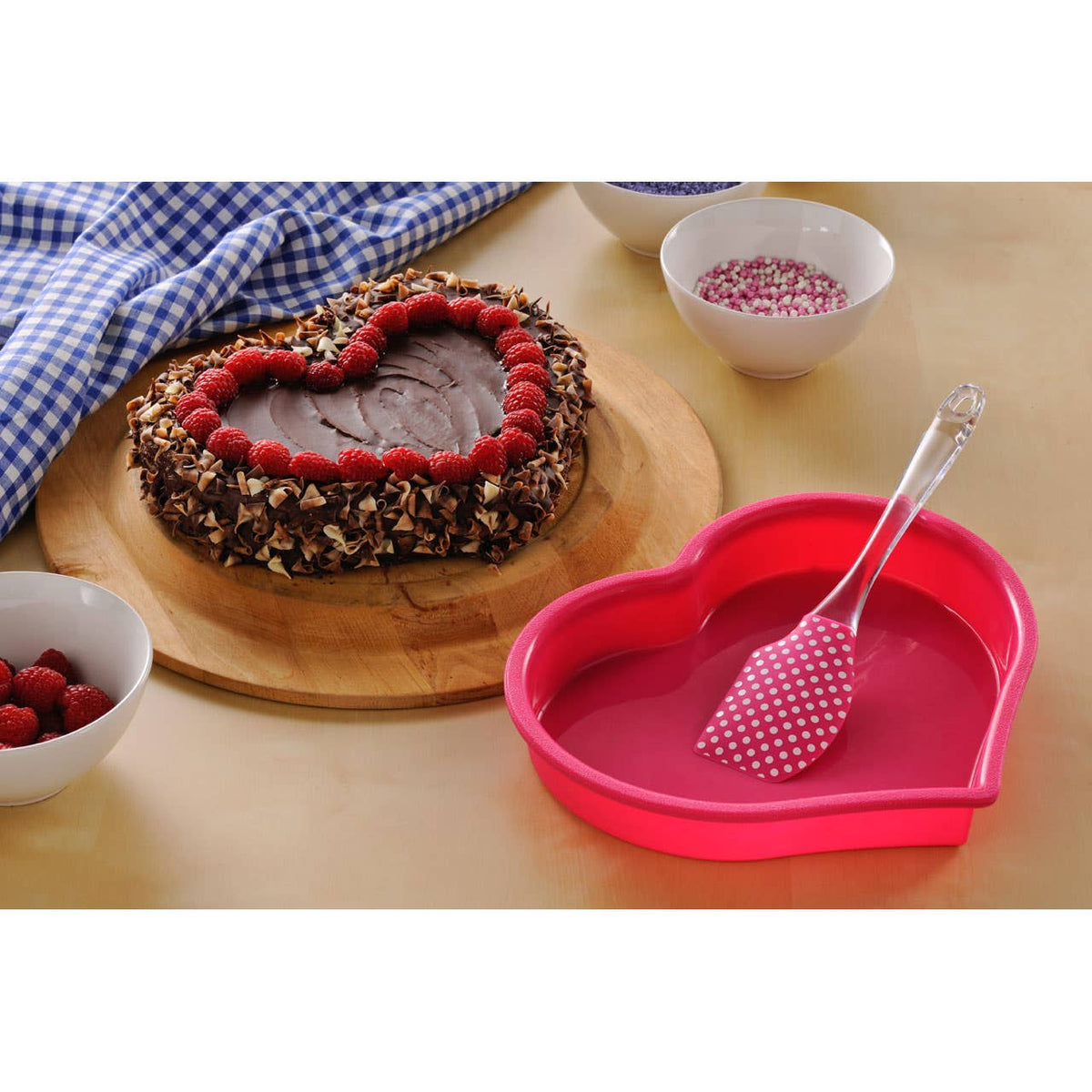 Hallie Heart Silicone Mould and Spatula Baking Set