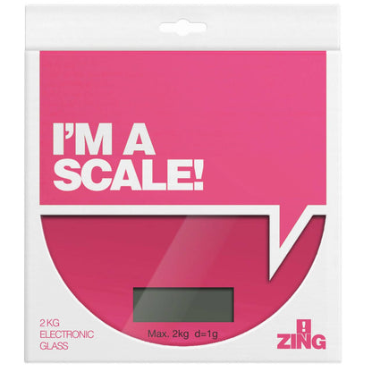 Zing Hot Pink Glass Kitchen Scale - 2kg