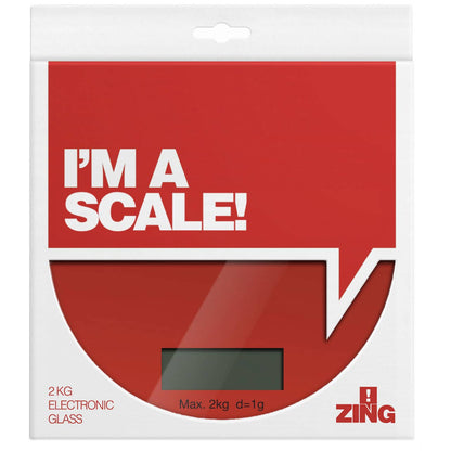 Zing Red Glass Kitchen Scale - 2kg