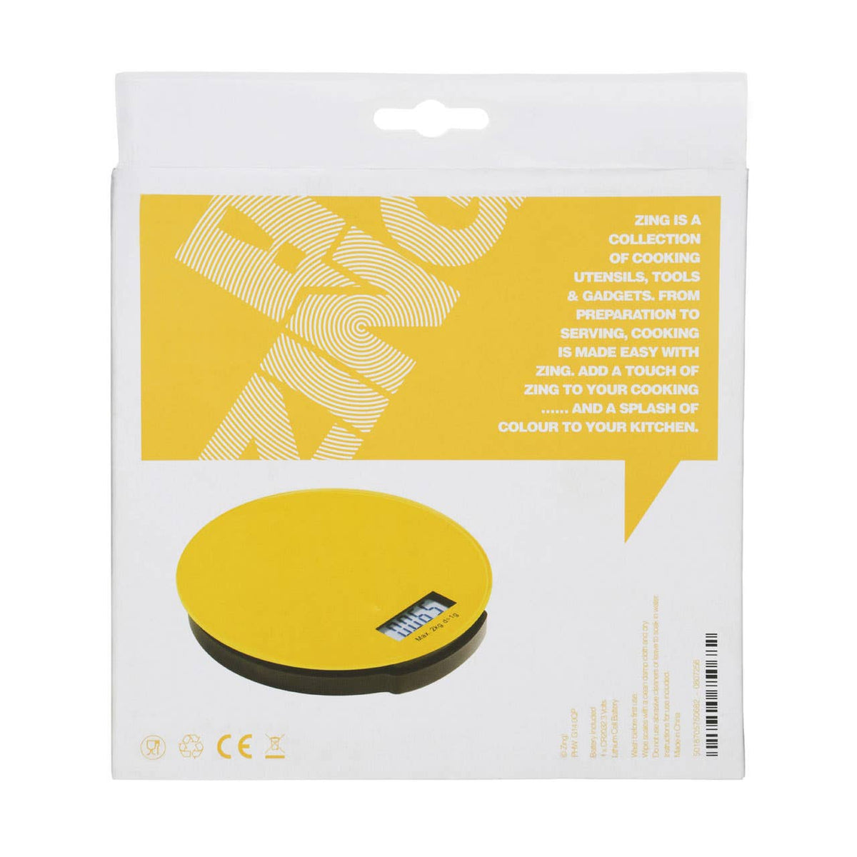 Zing Yellow Glass Round Kitchen Scale