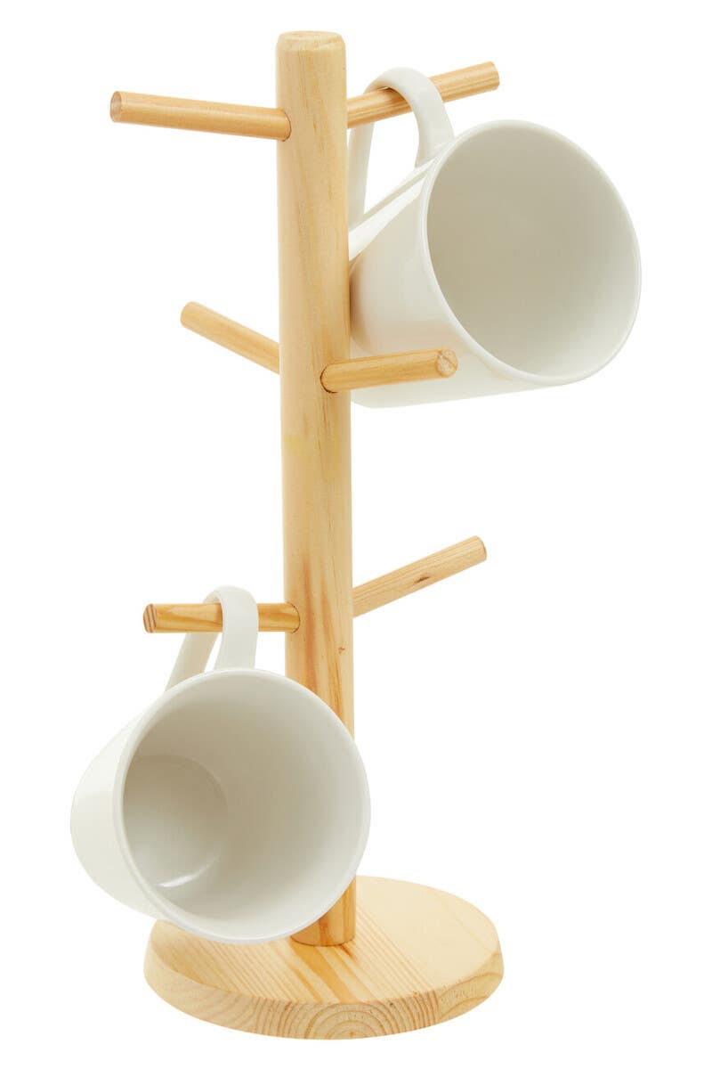 Nolan Pine Wood 6 Cup Mug Tree