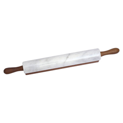 Kindia White Marble Rolling Pin with Wooden Stand