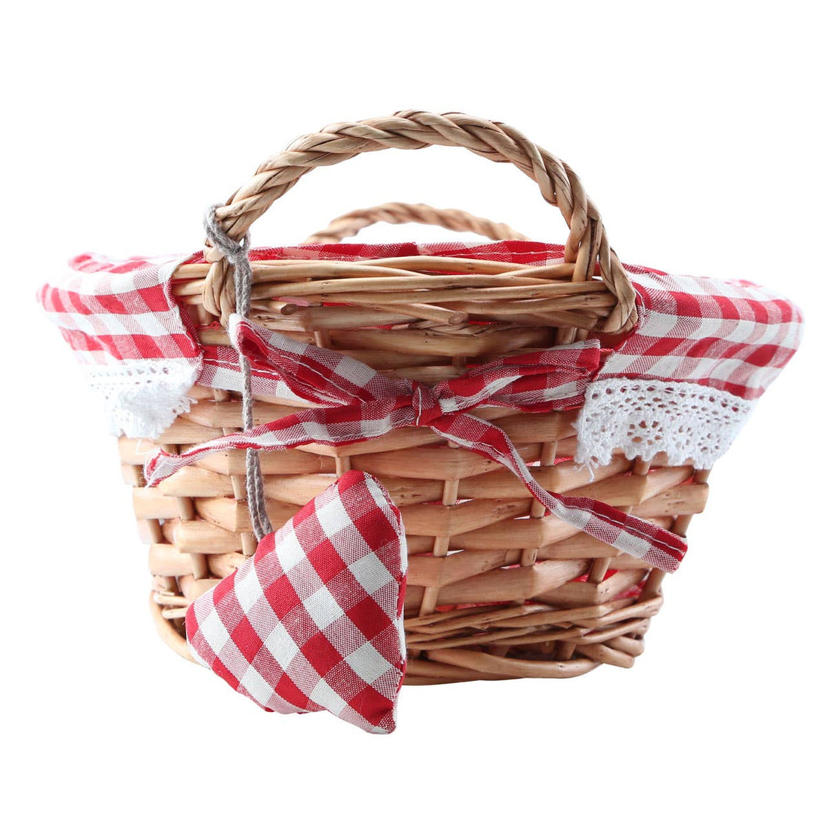 Orla Willow Bread Basket with Red Gingham Lining