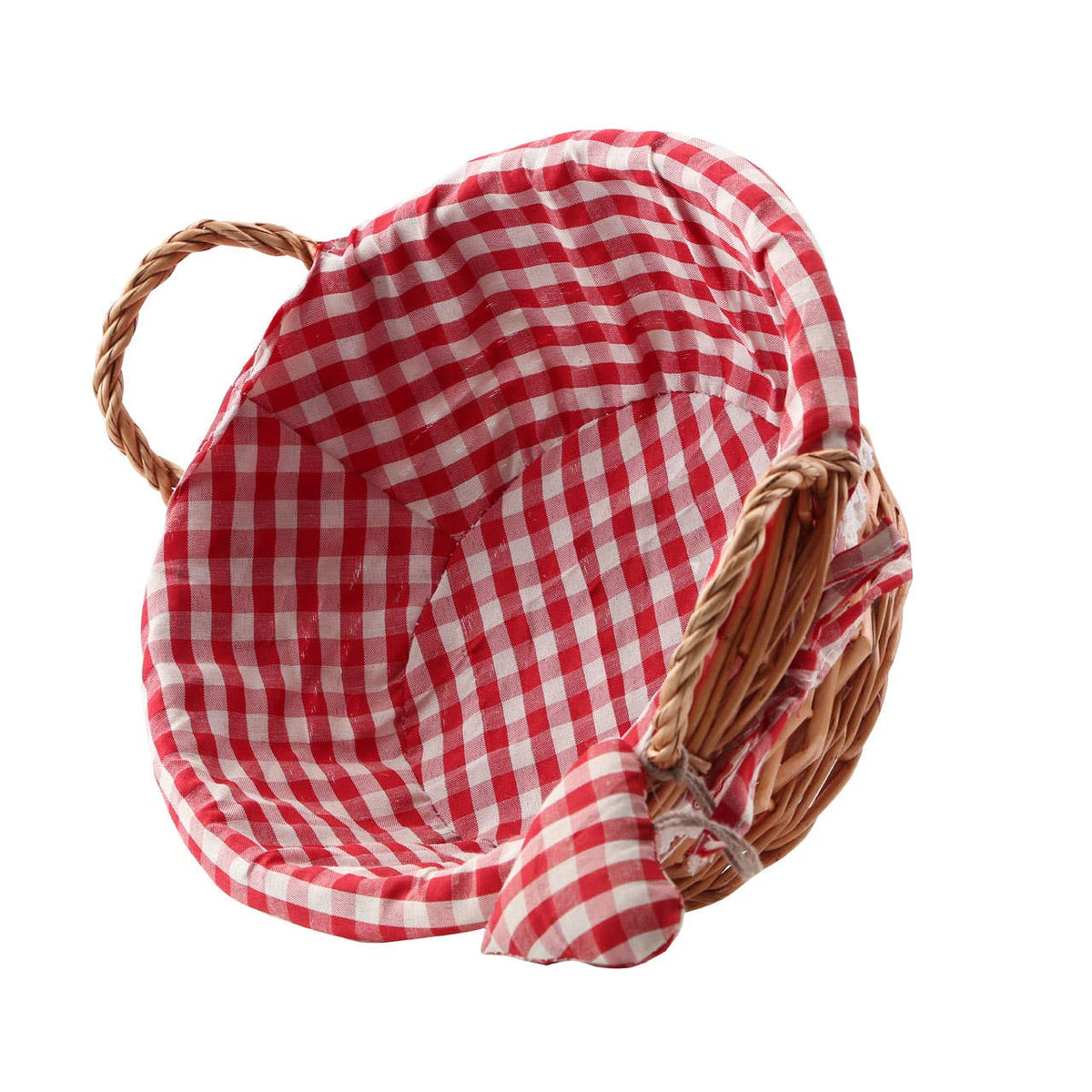 Orla Red Gingham Lining Round Willow Bread Basket
