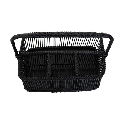 Ezell Black Rattan And Bamboo Caddy