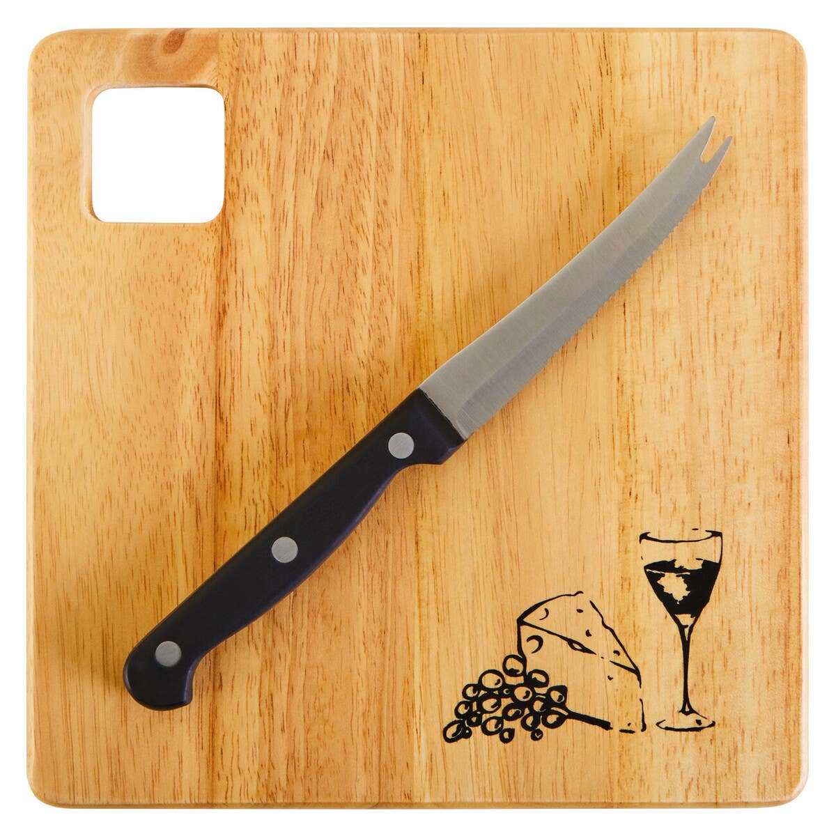 Rubberwood Cheese Board And Knife Set
