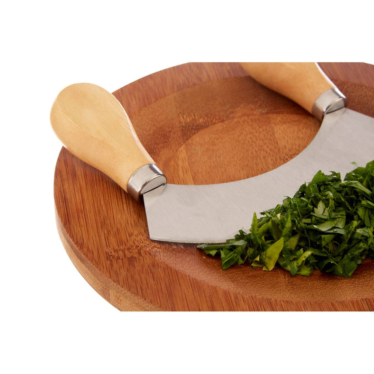 Aleki Bamboo Board with Mezzaluna Herb Chopper