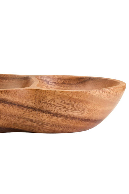 Kora Acacia Wood Three Section Antipasti Dish