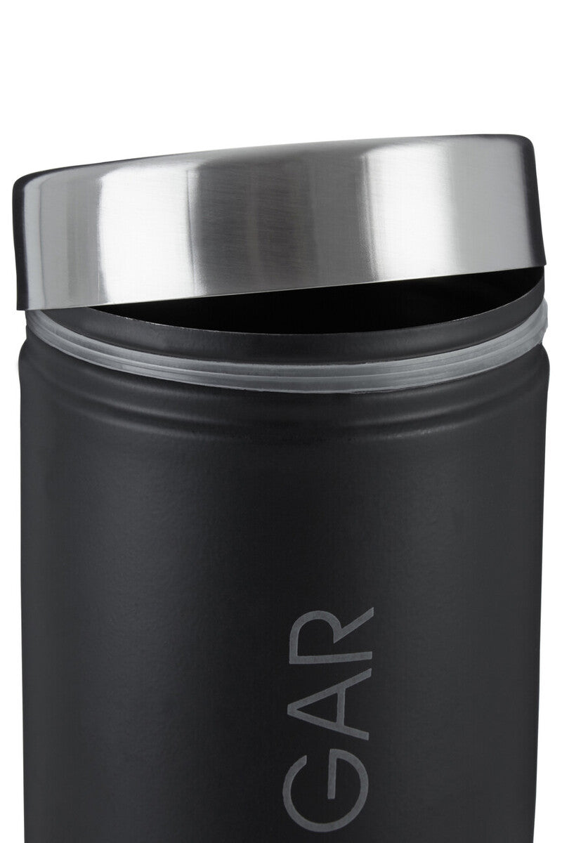 Liberty Black Enamel and Silver Sugar Canister