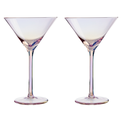 Frosted Deco Set of 2 Martini Glasses