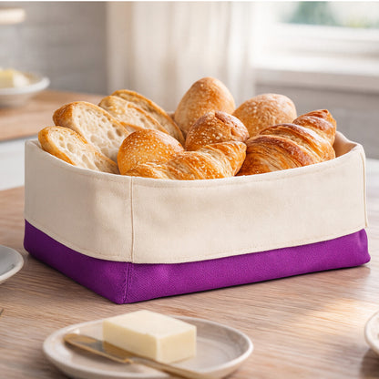 Small Bread Basket - Purple and Cream