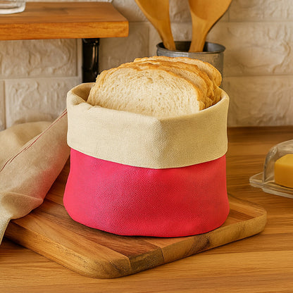 Hot Pink And Cream Folded Design Bread Basket