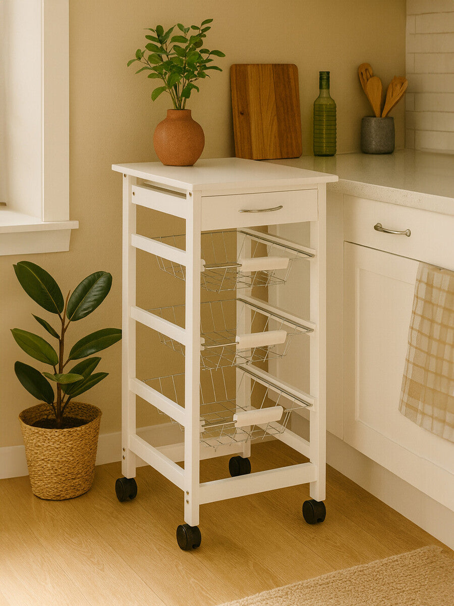 Harlow Glenn White Veneer Finish Kitchen Trolley