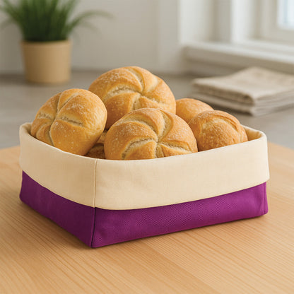 Oval Bread Basket - Purple and Cream