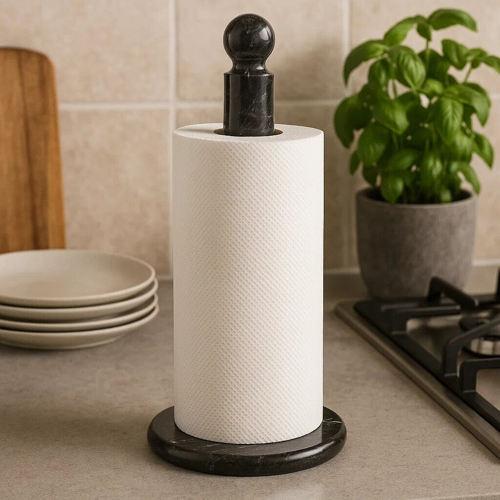 Marmore Black Marble Kitchen Roll Holder