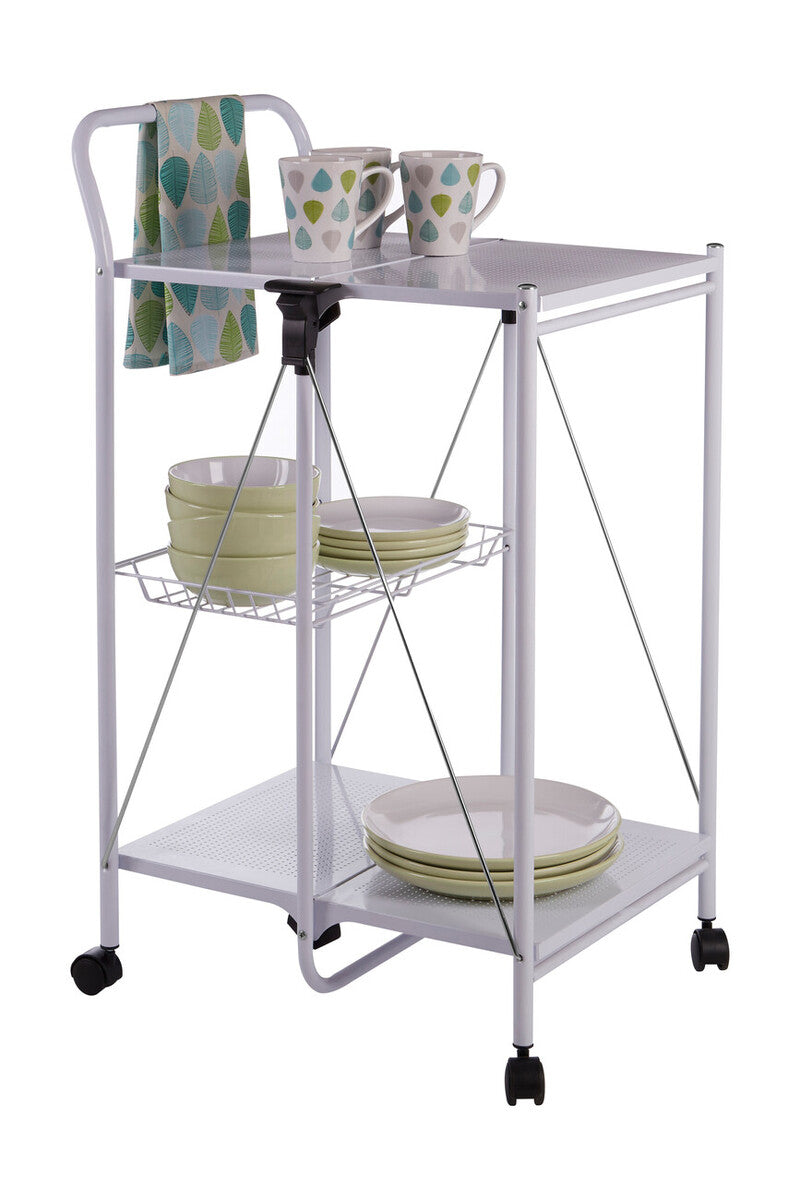 Harlow White Rectangular Folding Kitchen Trolley