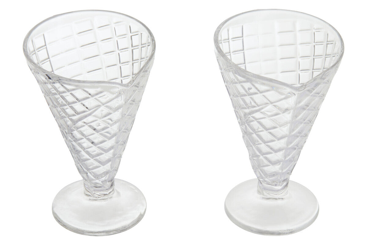 Torta Set of Four Waffle Cone Design Glass Sundae Dishes