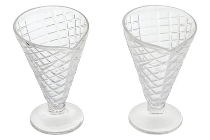 Torta Set of Four Waffle Cone Design Glass Sundae Dishes