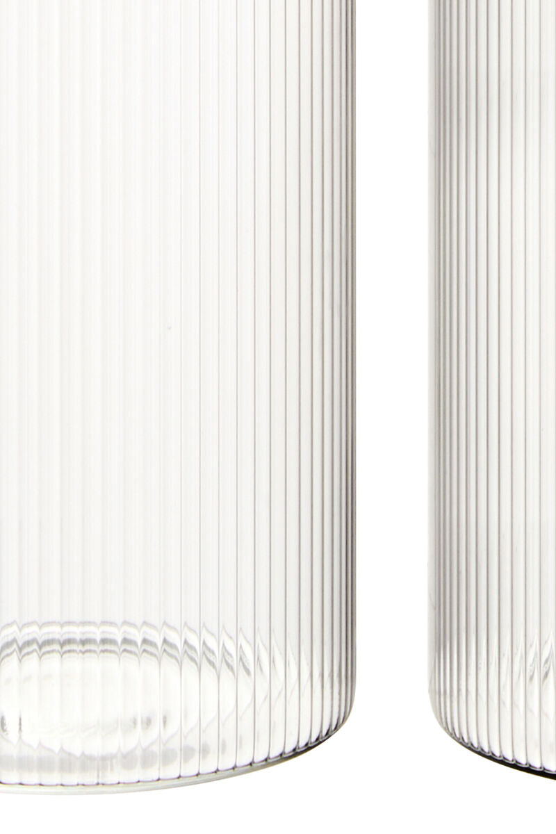 Freska Set of Five Ribbed Round Glass Jars with Silver Lids
