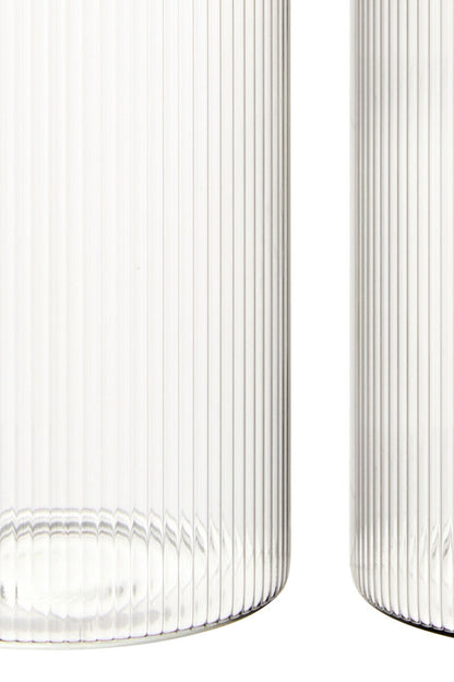Freska Set of Five Ribbed Round Glass Jars with Silver Lids
