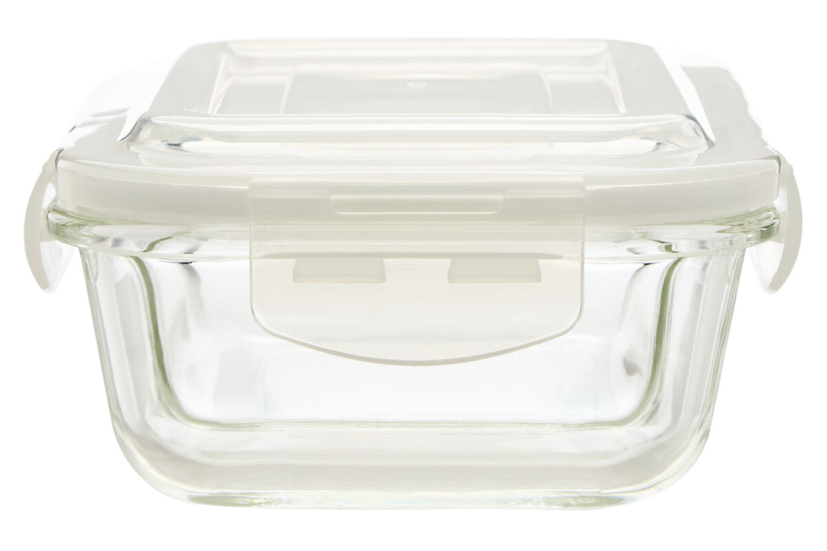Freska 2 Section Rectangular Glass Container With Lid 640 ml