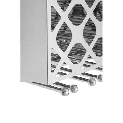 Novo Silver Wall Mounted 12 Bottle Wine Rack with Stemware Holder