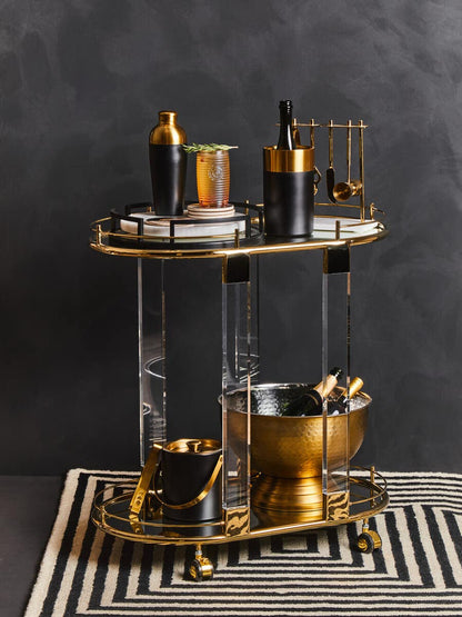 Mixology Gold Finish and Black Wine Cooler