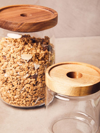 Freska Glass Storage Jar with Acacia Wood Lid 700ml