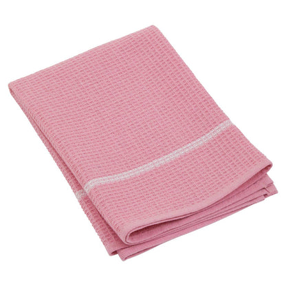 Doro Set Of 3 Pink And White Waffle Tea Towels
