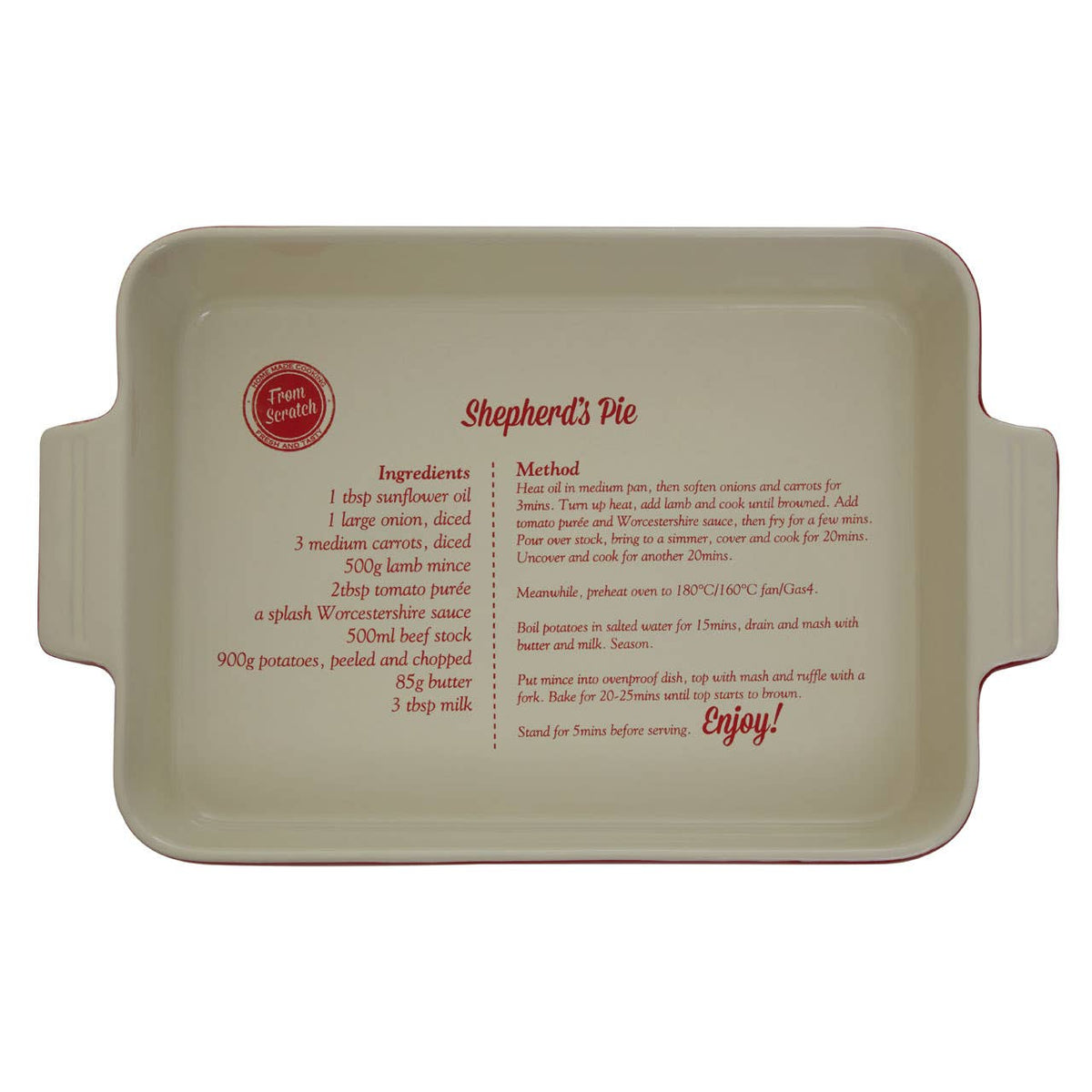 From Scratch Red Stoneware Rectangular Baking Dish