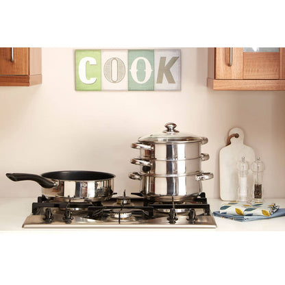 Crosse 3 Tier Stainless Steel Steamer with Glass Lid