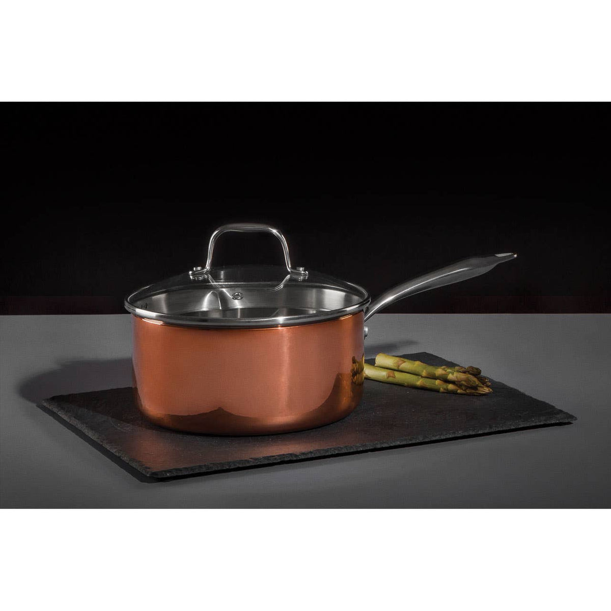 Minerva Copper Finish 20cm Saucepan with Lid