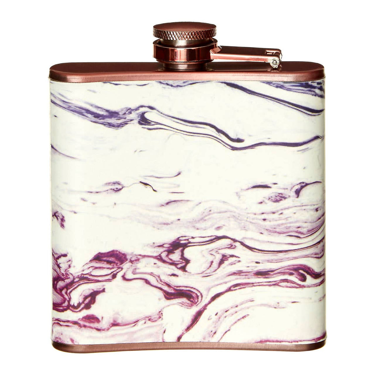 Auden Marble Effect Rose Gold Hip Flask