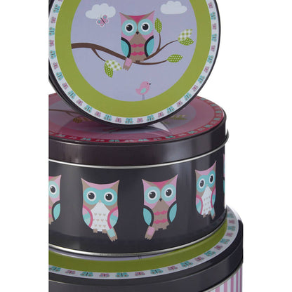 Paice Set of Three Happy Owls Storage Tins