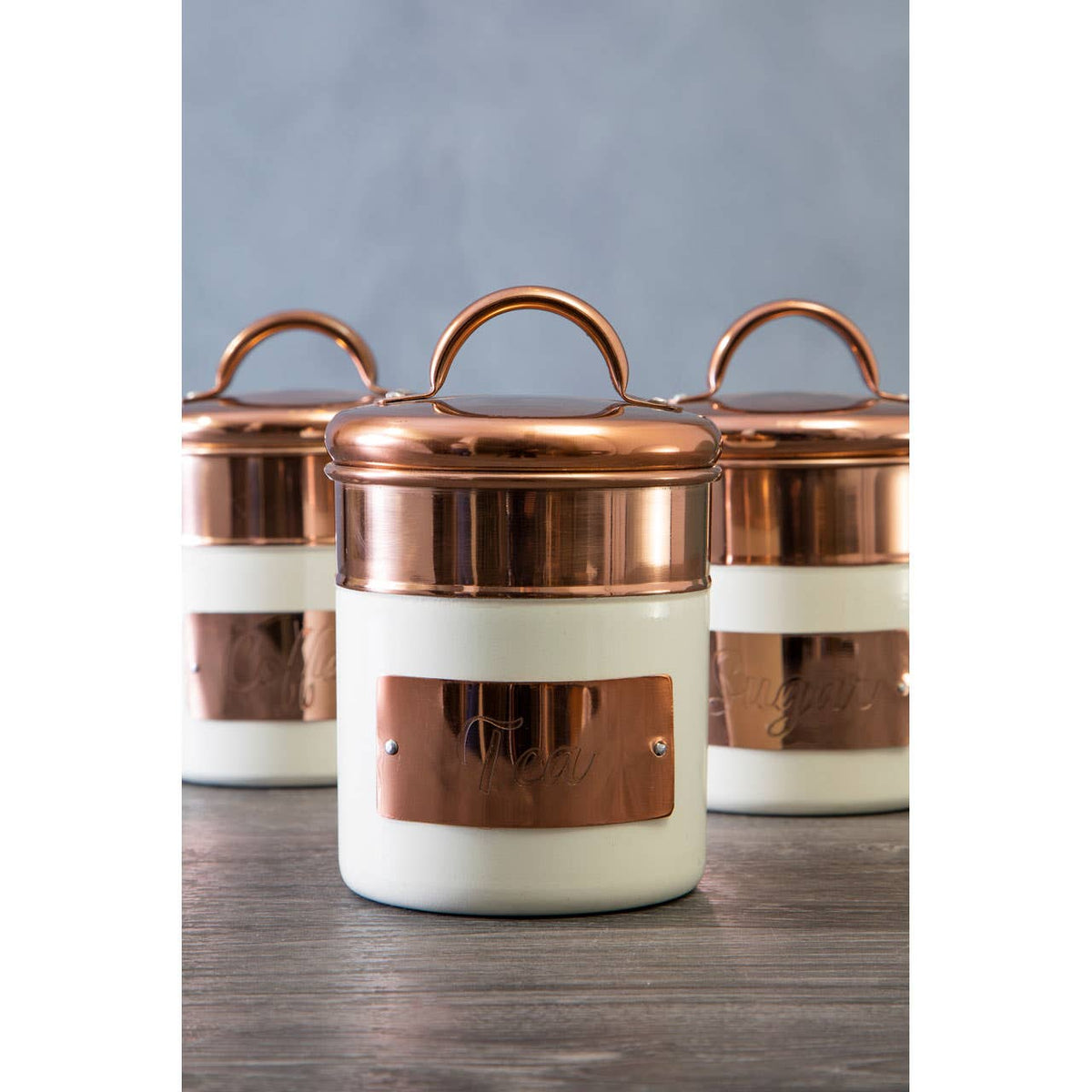 Prescott Cream And Copper Tea Canister