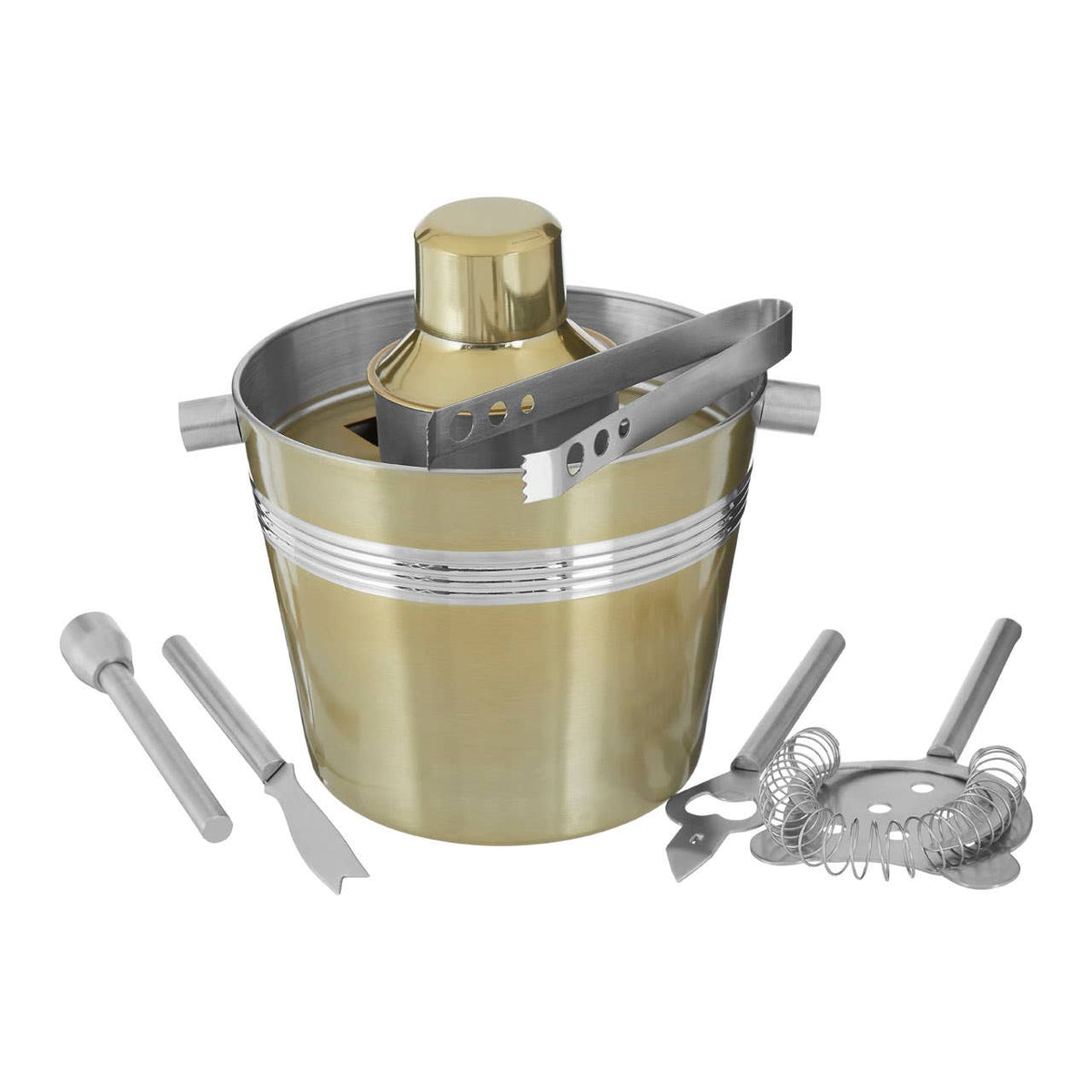 Mixology 7 Piece Bar Set in Brushed Gold Finish