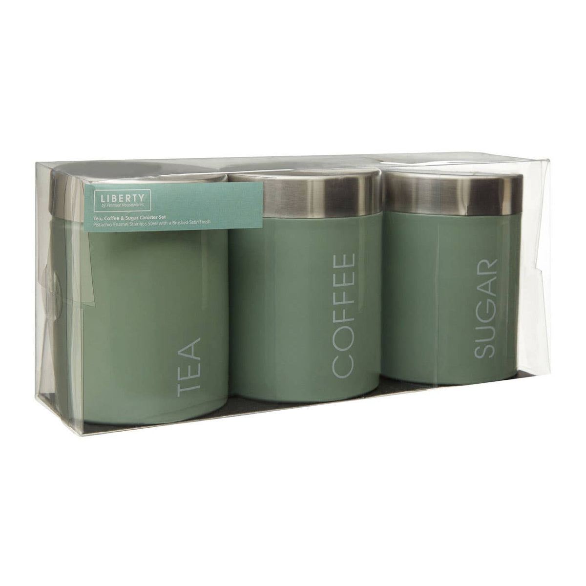 Liberty Set of 3 Sage Green Enamel Canisters
