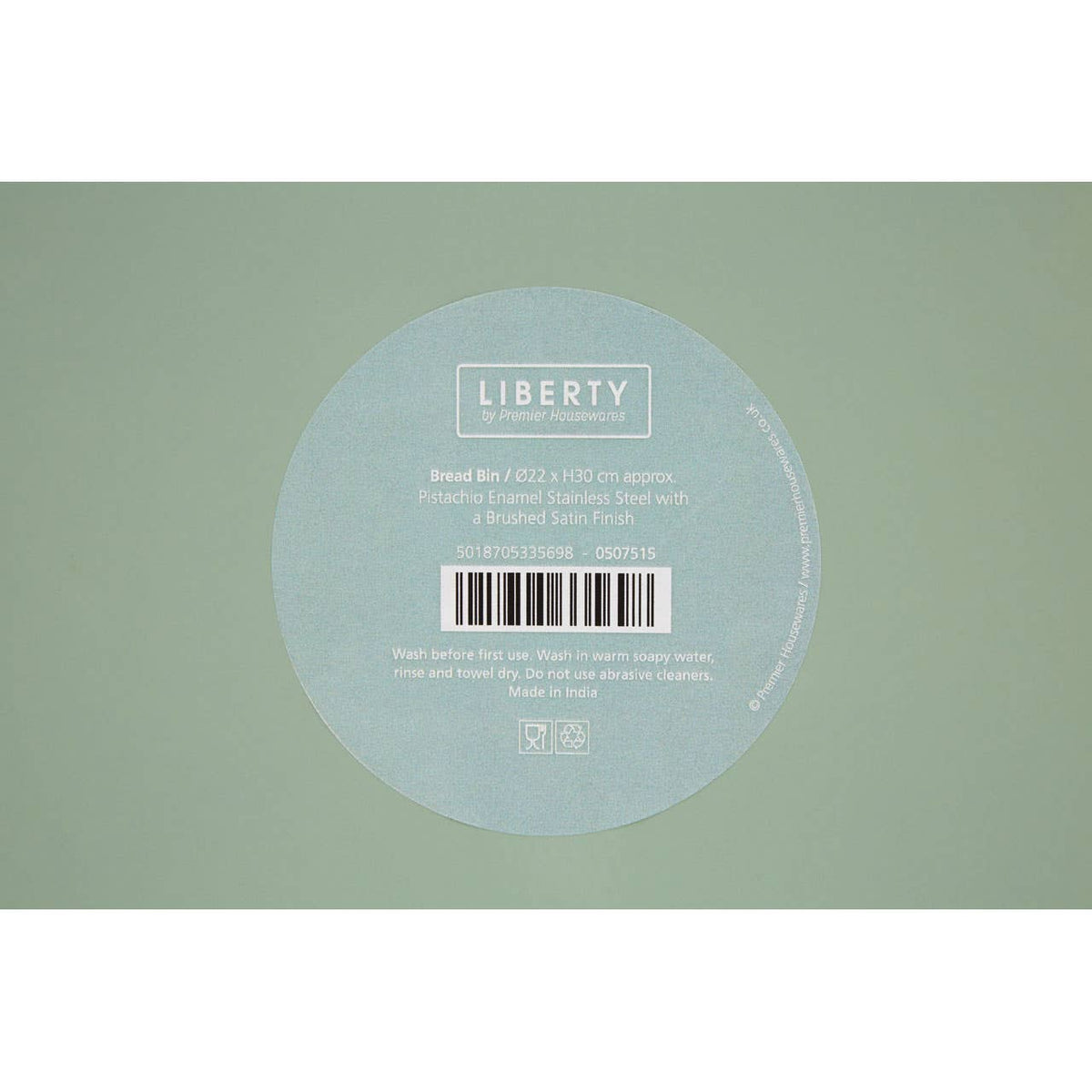 Liberty Sage Green Enamel Bread Bin